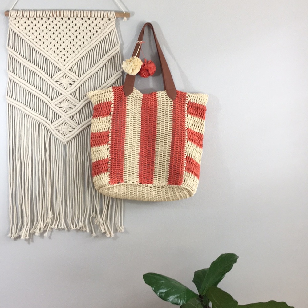 Olivia Miller Pippy striped straw tote bag